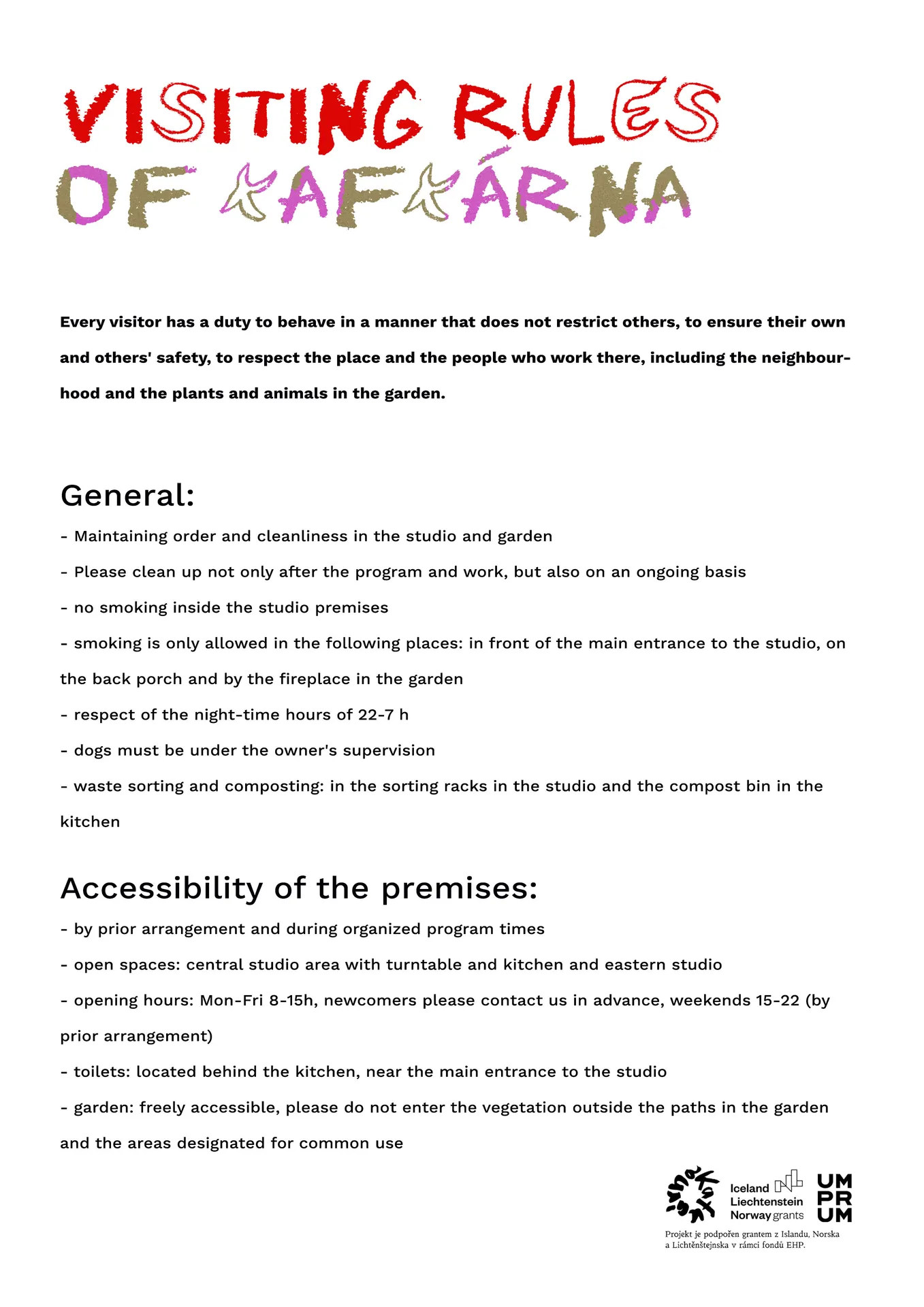 Visiting rules (1/2)
